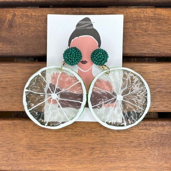 Lemon Drop Poly Resin Earrings  - Picture 1 of 6
